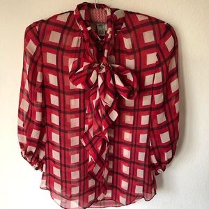 Diane von furstenberg 100% silk sheer blouse